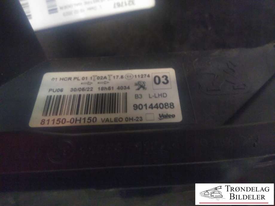 Frontlykt venstre halogen til Mopedbil Ligier JS50 2015-2024 (Type I) (VALEO|L1408181|81150-0H150|)