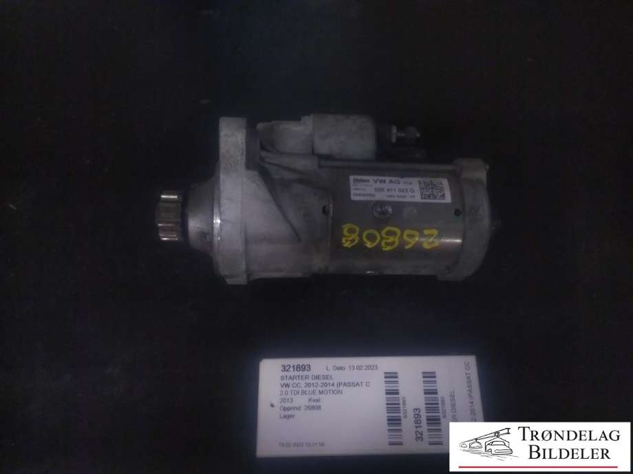 Starter diesel til VW CC, 2012-2014 (PASSAT CC) (PASSAT CC) (VALEO|02E 911 023 Q)