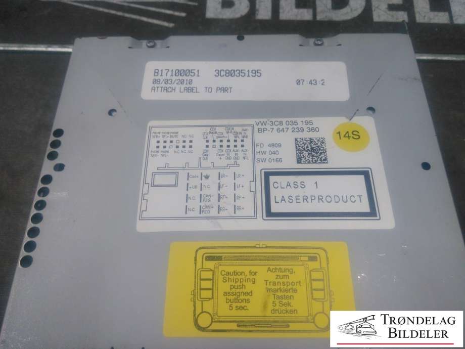 Bilstereo til VW Polo 2009-2014 (Type V, Fase 1)  (3C8 035 195|B17100051|)