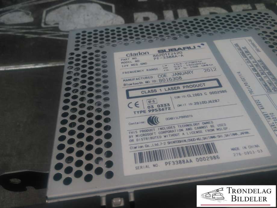 Bilstereo til Subaru XV 2012-2017 (Type I)  (CLARION|86201-FJ420|PF-3388A-A|)