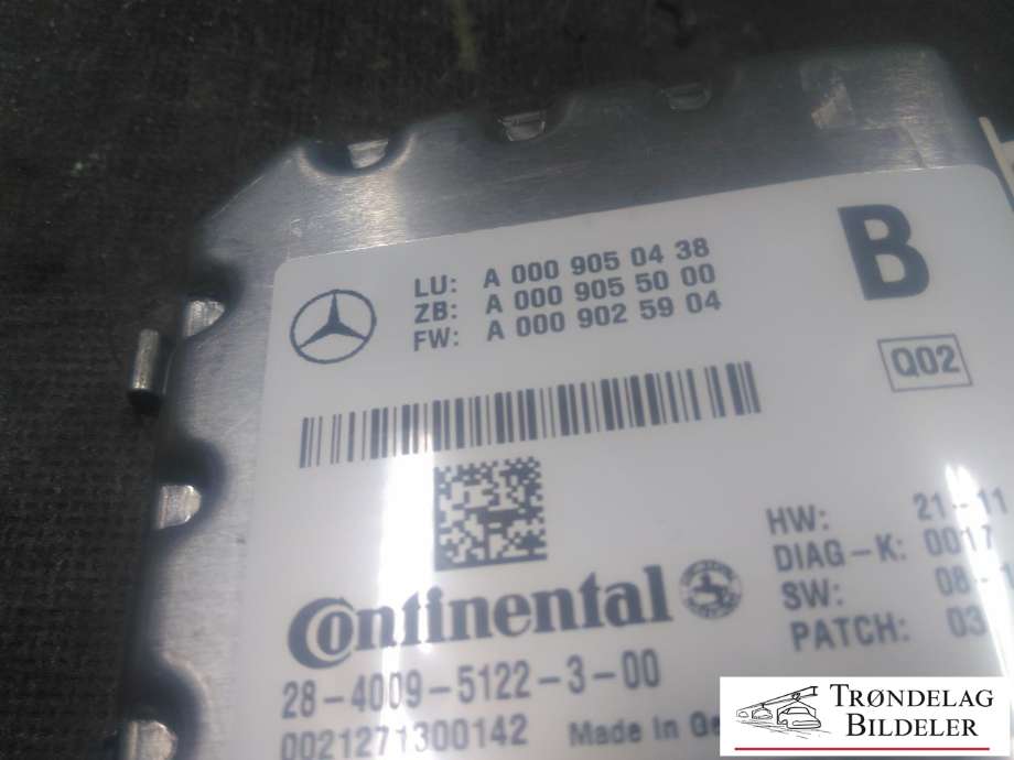 Sensor radar til Mercedes GL 2012-2016 (Fase 1) (X166) (X166) (CONTINENTAL|A 000 905 04 38|0021271300142|)