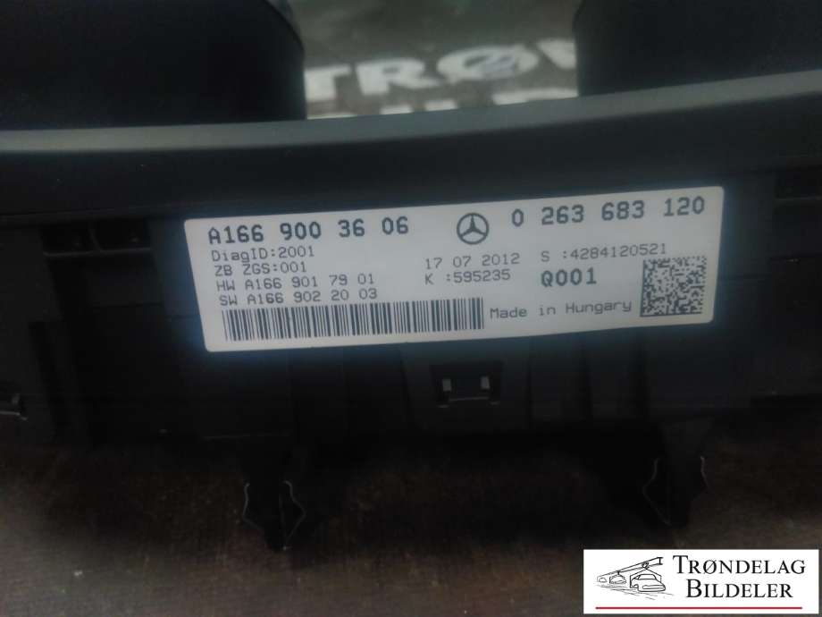 Instrumentpanel til Mercedes GL 2012-2016 (Fase 1) (X166) (X166) (BOSCH|A 166 900 36 06|0 263 683 120|)