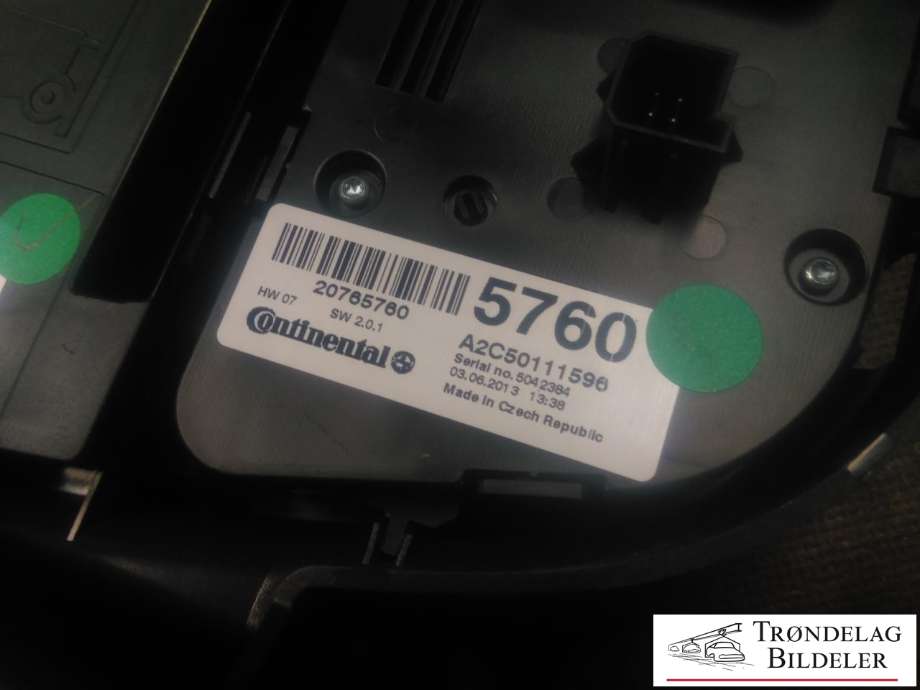 Varmeapparat betjening til Opel Mokka 2012-2016 (Type I, Fase 1)  (A2C87218100|95352486|20765760)