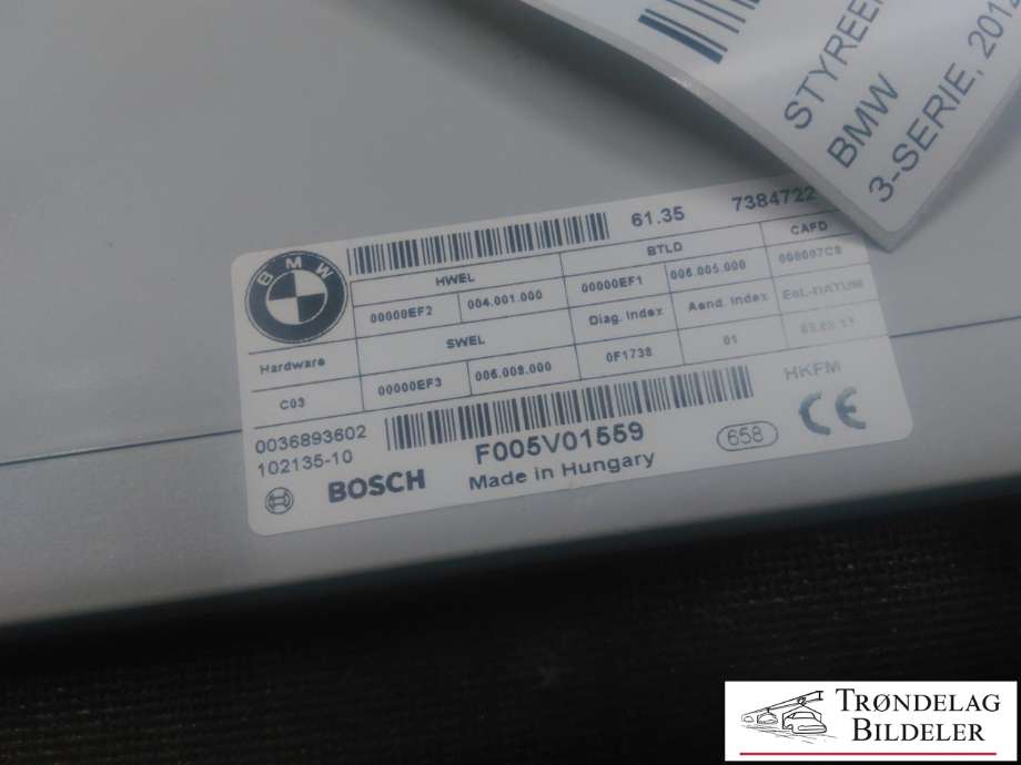 Styreenhet elektrisk bakluke til BMW 3-Serie 2012-2018 (F30/F31/F34) (F30/F31/F34) (BOSCH|61.35 7384722|F005V01559|0036893602)
