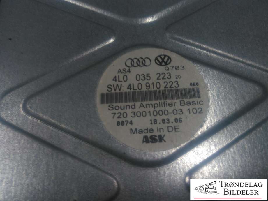 Bilstereo forsterker til Audi Q7 2006-2010 (Type I, Fase 1)  (ASK|4L0 035 223|4L0 910 223|)
