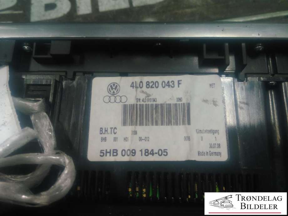 Varmeapparat betjening til Audi Q7 2006-2010 (Type I, Fase 1) (4L0 820 043 F|5HB 009 184-05|)