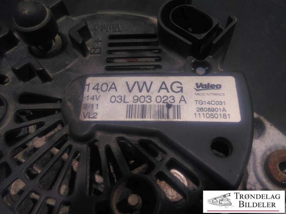 Dynamo diesel til Audi A3 2009-2012 (Type II, Fase 2)  (VALEO|03L 903 023 A|)