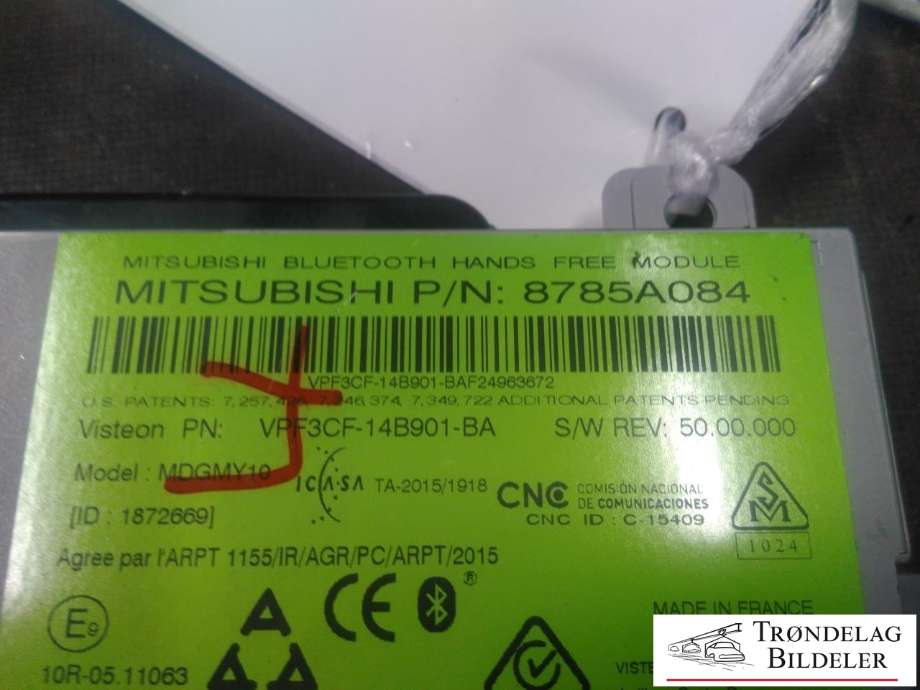Styreenhet bluetooth til Mitsubishi Outlander 2015-->> (Type III, Fase 2)  (8785A084|VPF3CF-14B901-BA|)