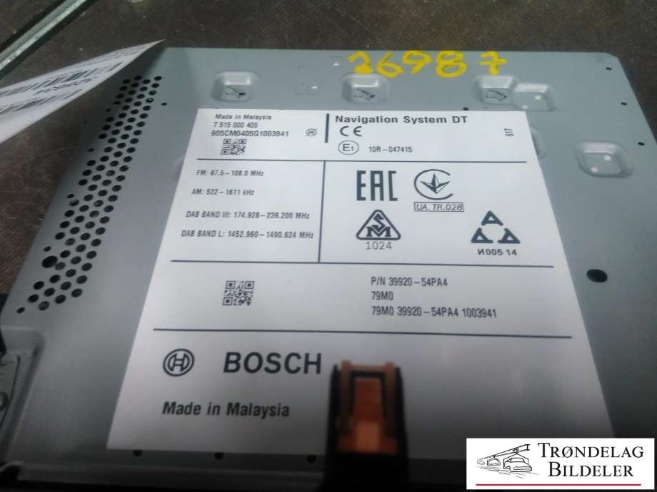 Bilstereo til Suzuki Vitara 2015-->> (Type IV)  (BOSCH|7 515 000 405|39920-54PA4|)