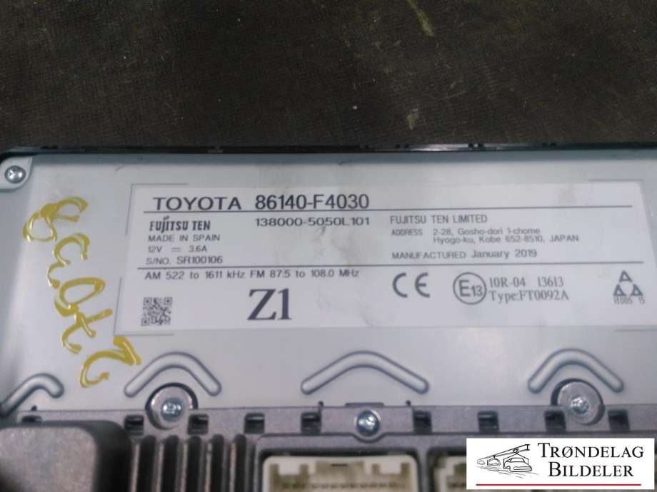 Bilstereo navigasjon skjerm til Toyota C-HR 2016-->>  (TOYOTA|86140-F4030|138000-5050L101|)