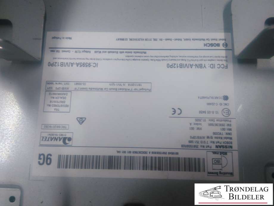 Bilstereo navigasjon spiller til Nissan Leaf 2018-->> (Type II)  (BOSCH|259155SR0B|)