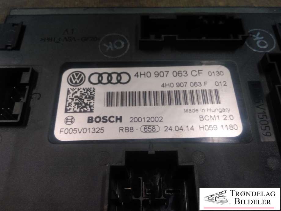 Styreenhet comfort (BCM) til Audi A6 2014-2018 (Type IV, Fase 2) (C7) (C7) (BOSCH|4H0 907 063 CF|F005V01325|)