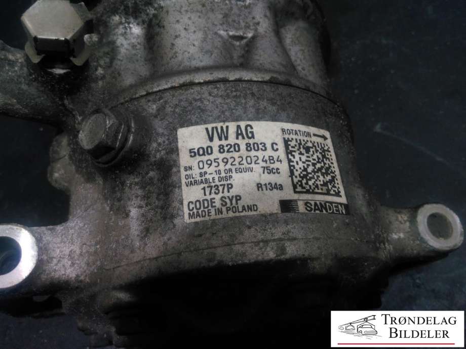 Aircondition kompressor til Škoda Octavia 2013-2016 (Type III, Fase 1)  (VW AG|5Q0820803F|5Q0820803K|890632|5Q0820803D|5Q0820803J|5Q0820803G|1K0820803A|1K0820803B|1K0820803H|1K0820803K|1K0820803L|1K0820803M|5Q0820803M|1K0820803G|1K0820803J|1K0820803N|1K0820803P|1K0820803Q|1K0820803S|5K0820803|5K0820803A|5K0820803B|5K0820803C|5K0820803D|5K0820803E|5K0820803F|5K0820803G|5K0820803H|5K0820803J|5K0820803K|5N0820803|5N0820803A/B|5N0820803C|5N0820803D|5N0820803H)