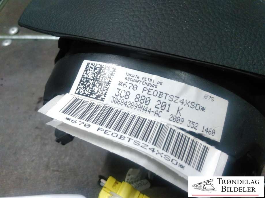 Airbag rattpute til VW Golf VI 2008-2012  (TAKATA PETRI|3C8 880 201 K|5N0 880 201 F  81U|)
