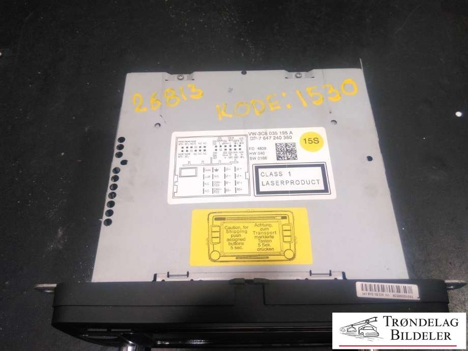 Bilstereo til VW Golf VI 2008-2012  (3C8 035 195 A|)
