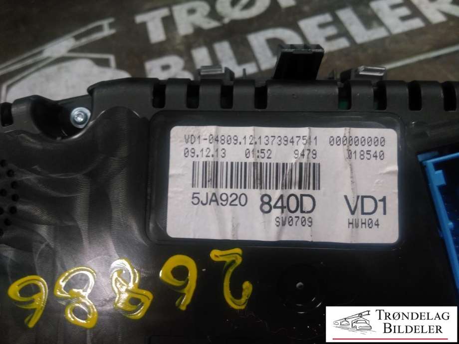 Instrumentpanel til Škoda Rapid 2012-2019 (5JA920840D|A2C89513700|)