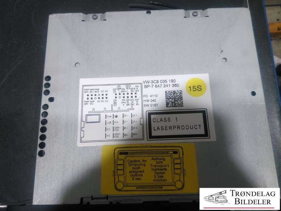 Bilstereo til VW Golf VI 2008-2012 (3C8 035 190|)