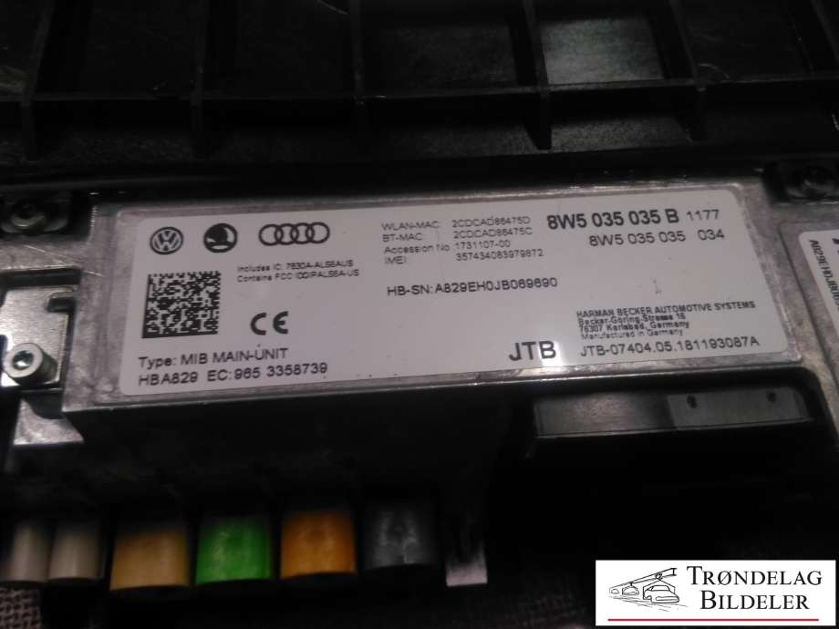 Bilstereo til Audi A4, Allroad 2016-->> (Type II) (B9) (B9) (8W5 035 035 B|)