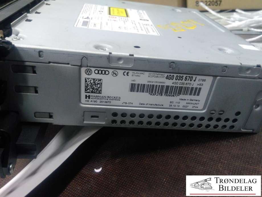 Bilstereo til Audi A6 2011-2014 (Type IV, Fase 1) (C7) (C7) (4G0 035 670 J|)