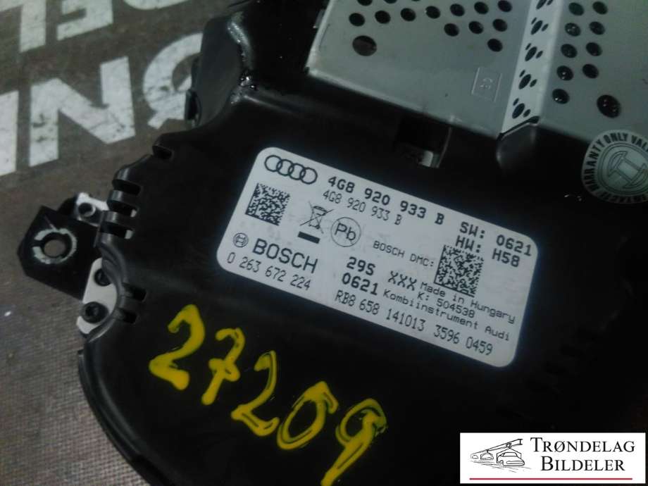 Instrumentpanel til Audi A6 2011-2014 (Type IV, Fase 1) (C7) (C7) (4G8 920 933 B|0 263 672 224|)