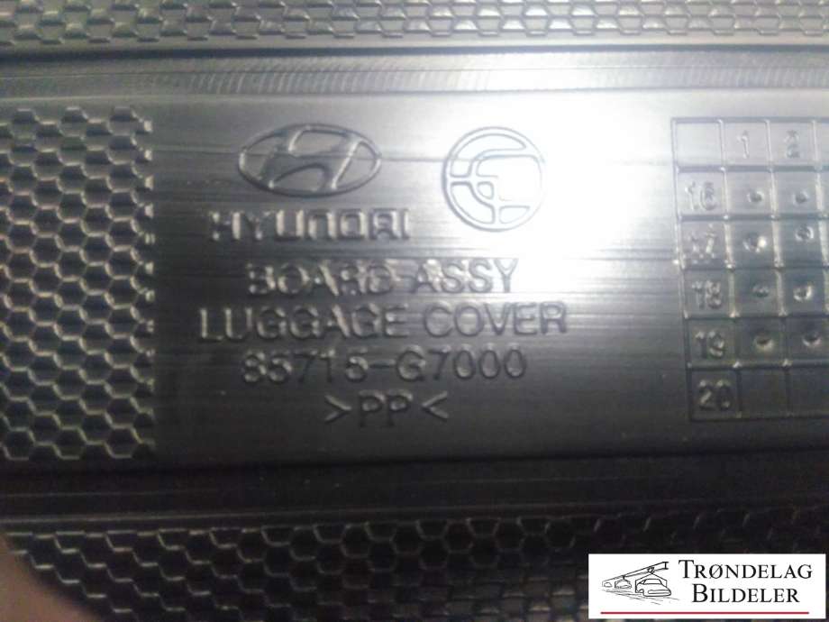 Bagasjerom teppe/gulvplate til Hyundai Ioniq Electric 2019-->> (Fase 2)  (|85715-G7000)
