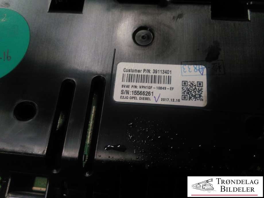 Instrumentpanel til Opel Insignia B 2017-->> (39113401|VPH1GF-10849-EF|15566261)
