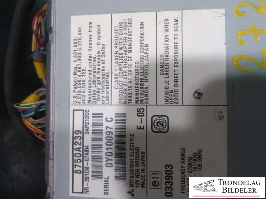 Bilstereo til Mitsubishi ASX, 2010-2019 (8750A239)