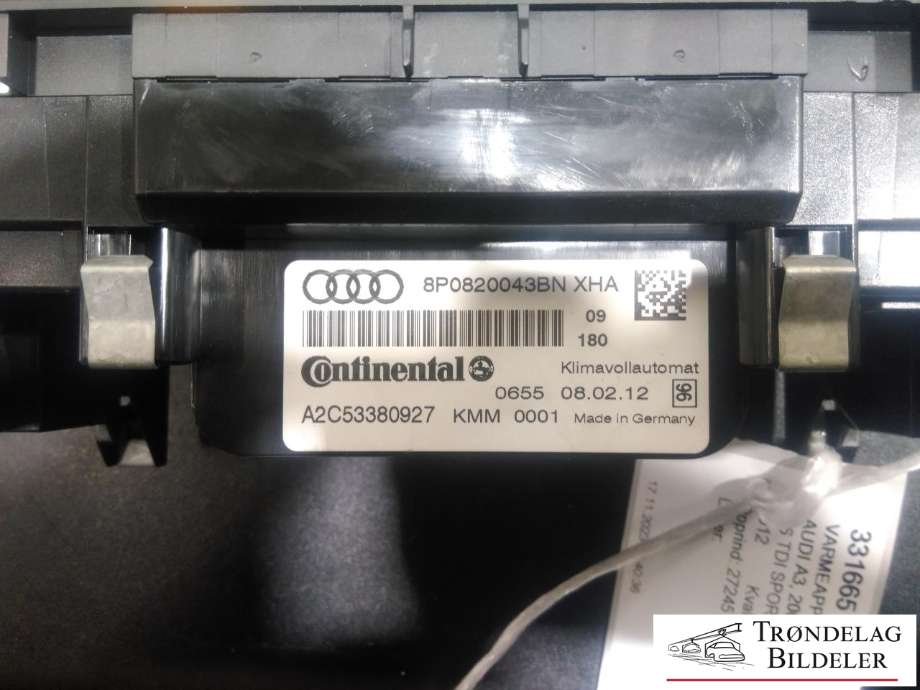 Varmeapparat betjening til Audi A3 2009-2012 (Type II, Fase 2)  (8PO820043BN|)