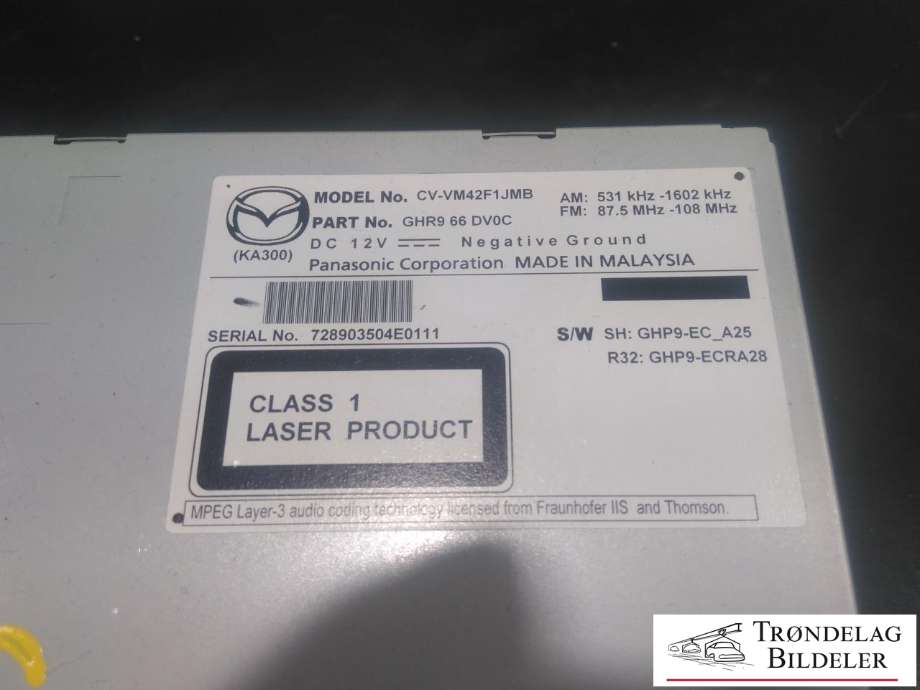 Bilstereo til Mazda 6 2013-2015 (Type III, Fase 1)  (B32|GHR9 66 DV0C|)
