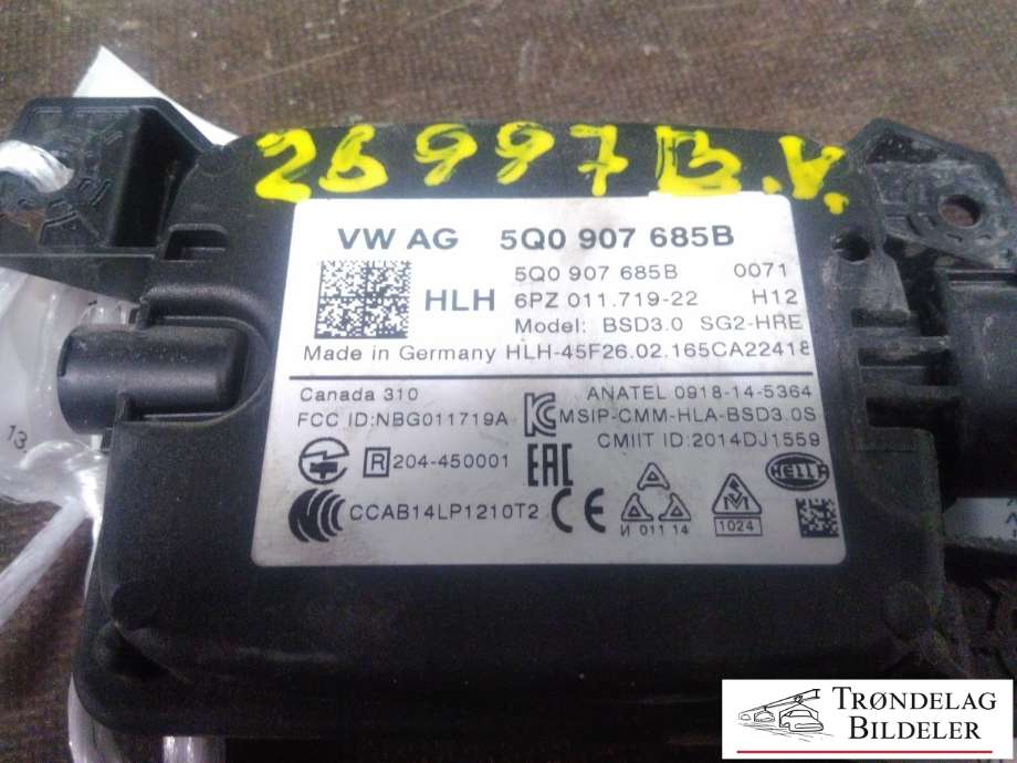 Sensor radar til Škoda Superb 2015-->> (Type III) (VW AG|5Q0 907 685 B|)