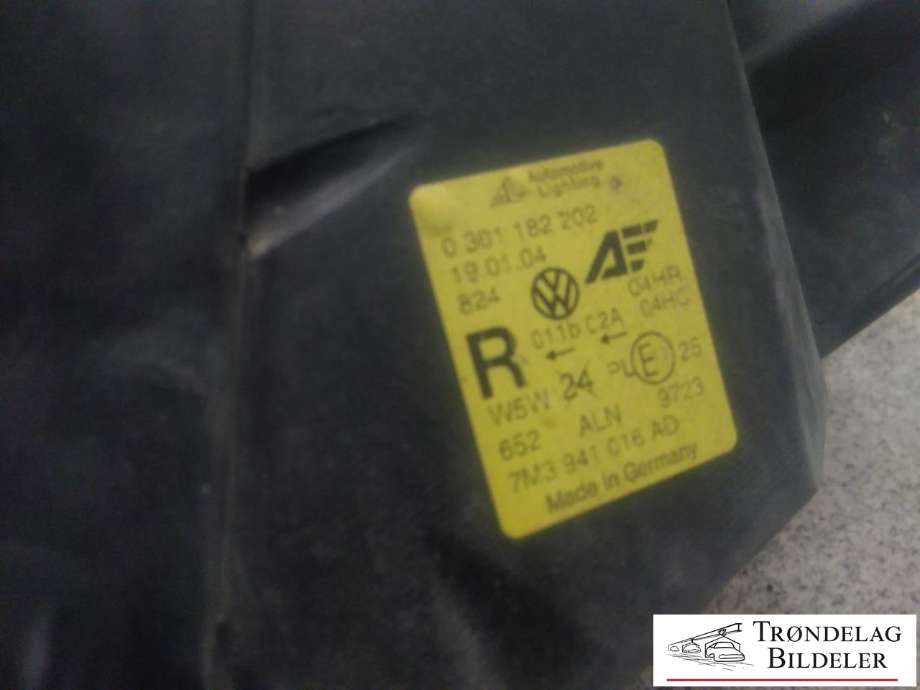 Frontlykt høyre halogen til VW Sharan 2000-2010 (Type I, Fase 2)  (7M3 941 016 AH|)