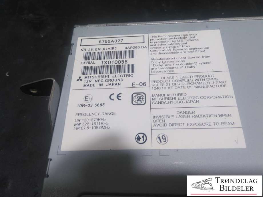Bilstereo til Mitsubishi ASX 2010-2019  (8750A327|)