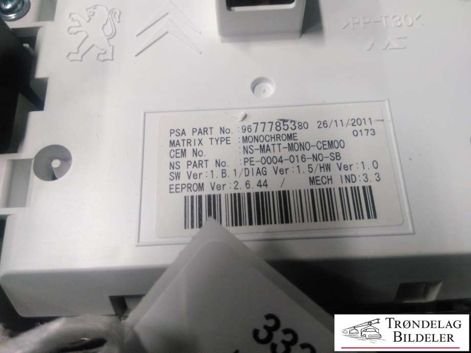 Instrumentpanel til Peugeot 3008 2009-2016 (Type I)  (9802260580|)