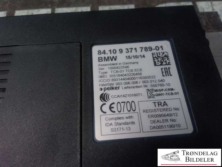 Styreenhet bluetooth til BMW 5-Serie 2010-2017 (F10/F11) (F10/F11) (84.10 9 371 789-01|)