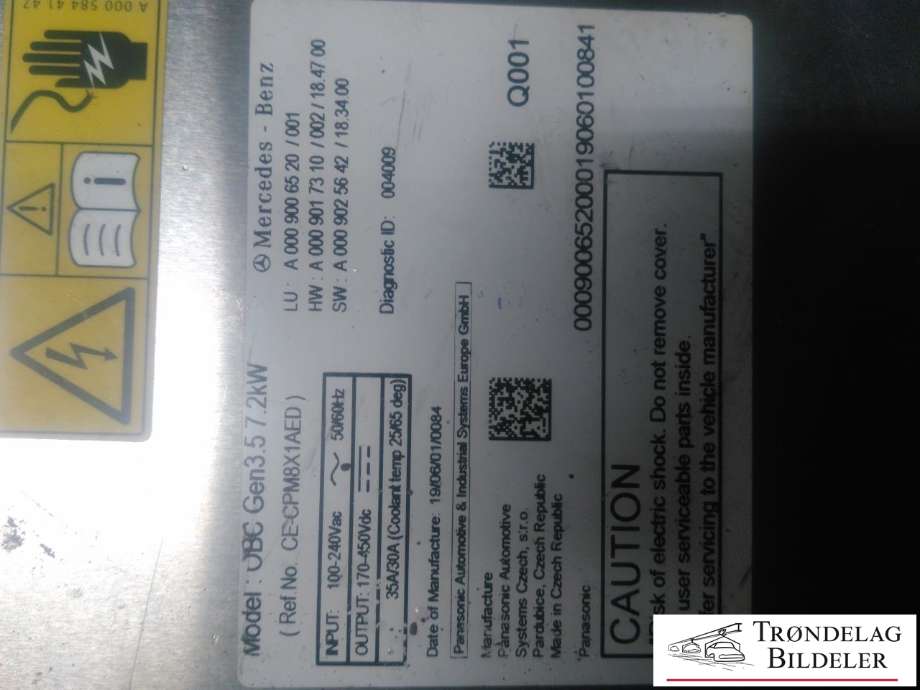 Batterilader (OBC - On Board Charger) til Mercedes EQC 2019-->>  (|A0009006520)