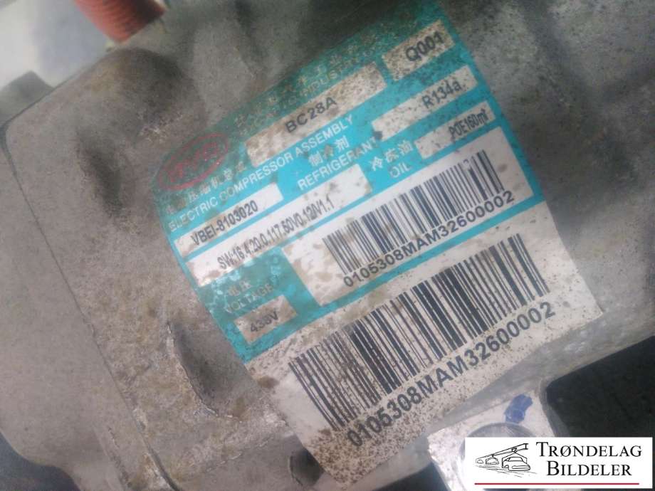 Aircondition kompressor elbil til BYD T3 2020-->> (VBEI8103020|0105308MAM32600002|)