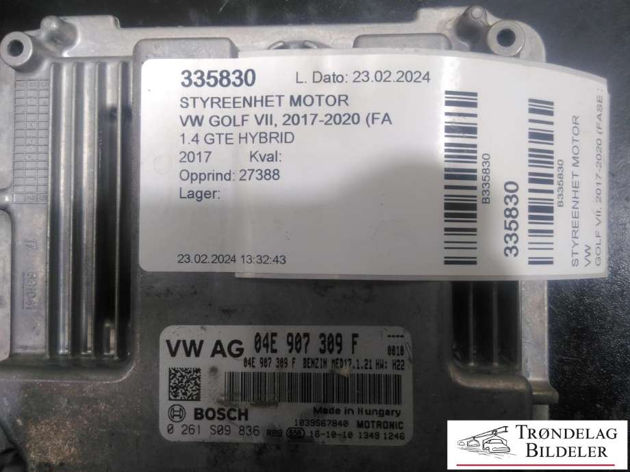 Styreenhet motor til VW Golf VII 2017-2020 (Fase 2)  (04E 907 309 F|)
