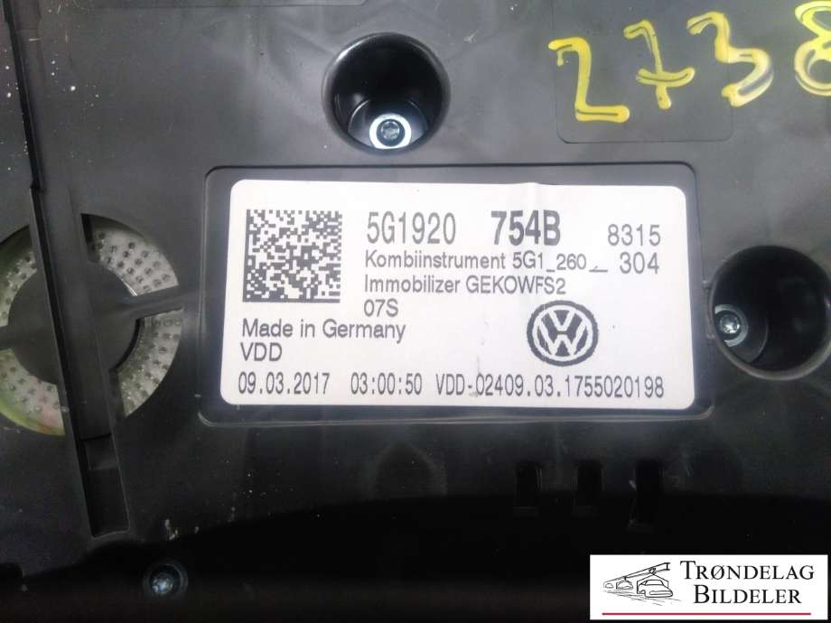 Instrumentpanel til VW Golf VII 2017-2020 (Fase 2)  (5G1920754B|)