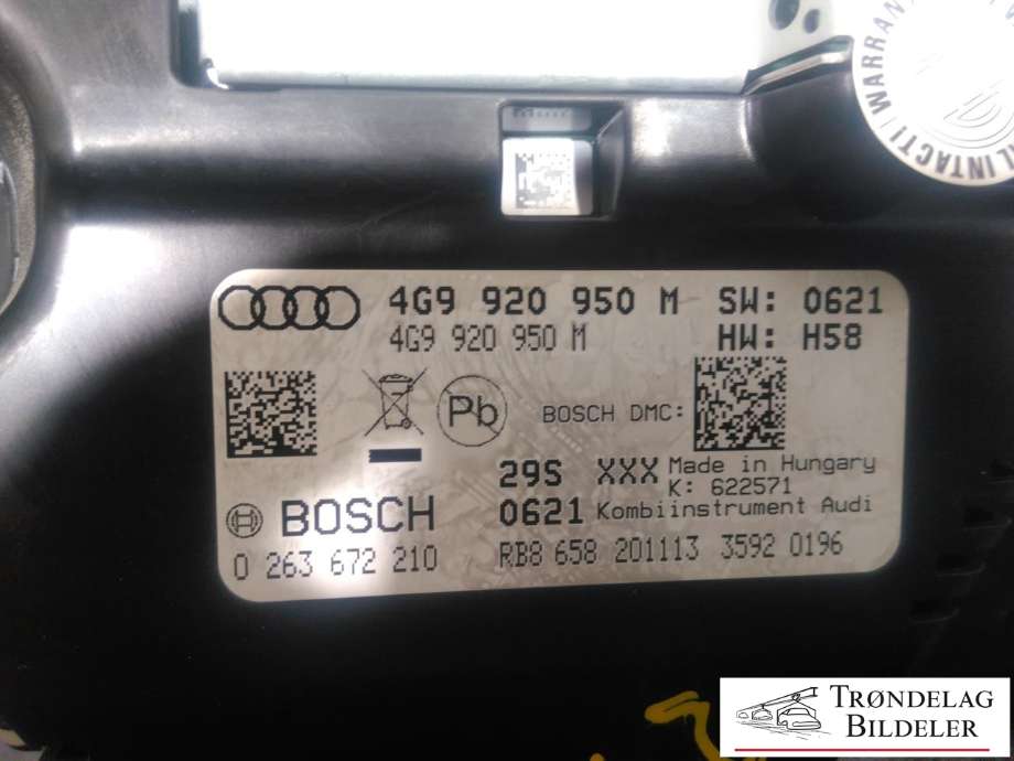 Instrumentpanel til Audi A6, Allroad 2012-2014 (Type III, Fase 1) (C7) (C7) (4G9 920 950 M|)
