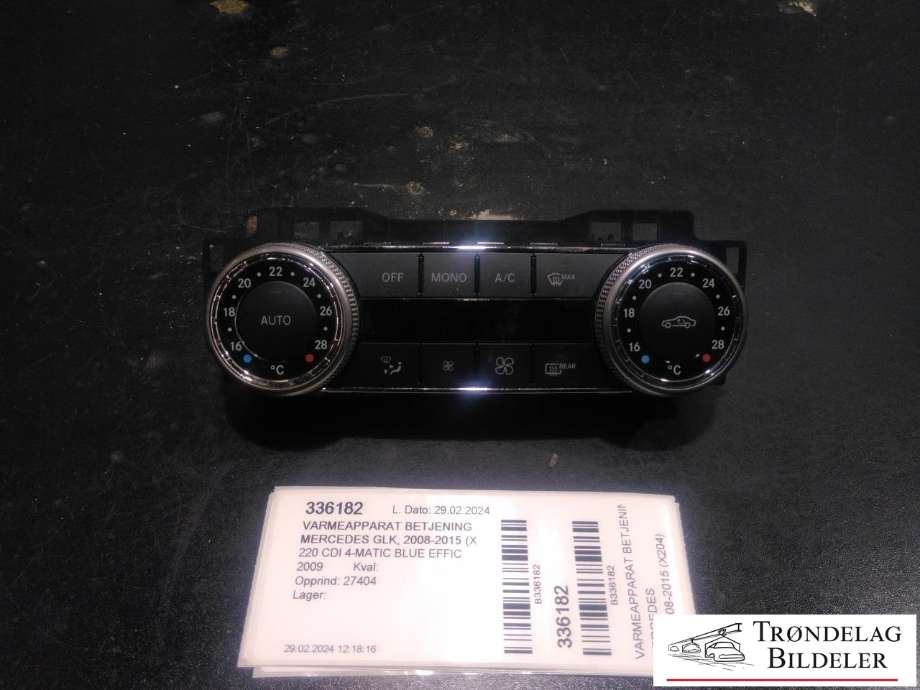 Varmeapparat betjening til Mercedes GLK, 2008-2015 (X204) (X204) (204 830 57 90)