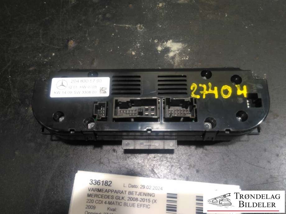 Varmeapparat betjening til Mercedes GLK 2008-2015 (X204) (X204) (204 830 57 90|)