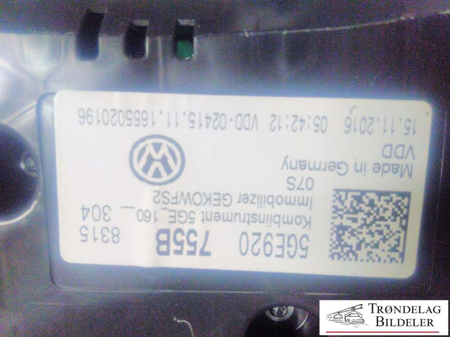 Instrumentpanel til VW e-Golf 2017-2020 (Fase 2)  (5GE920755B|)