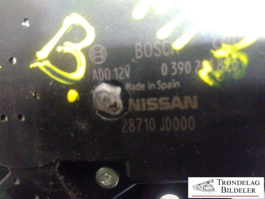 Viskermotor bakrute til Nissan Qashqai 2010-2014 (Type I, Fase 2)  (28710JD000|)