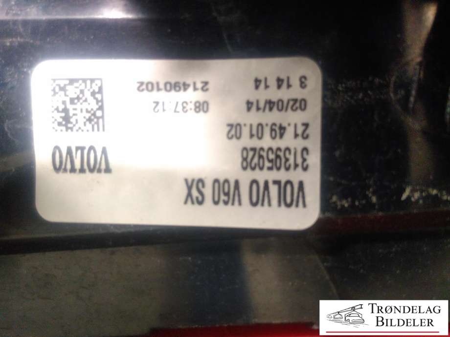 Baklykt venstre til Volvo V60/V60 CC 2013-2018 (Type I, Fase 2)  (31214963|31395928|)