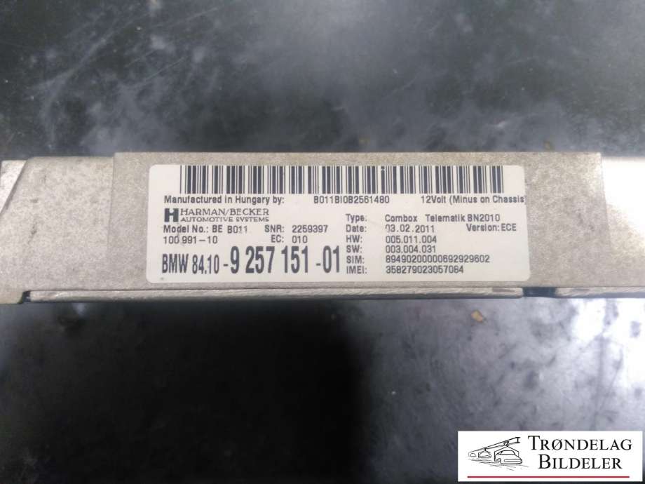 Styreenhet bluetooth til BMW X3 2010-2017 (F25) (F25) (9257151-01|)