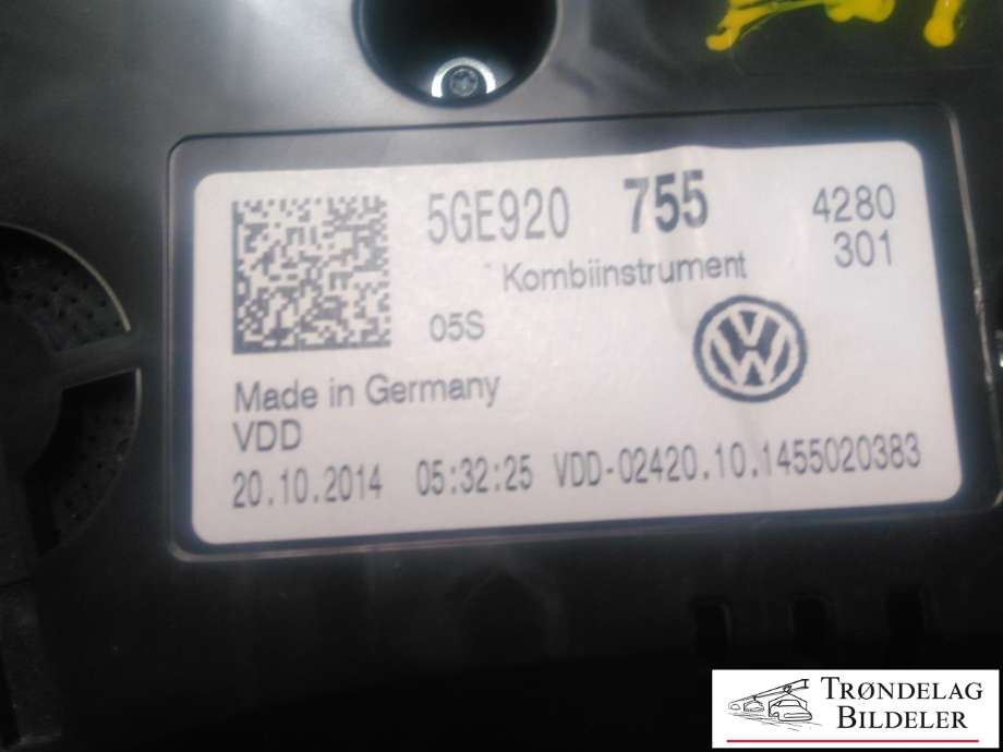 Instrumentpanel til VW e-Golf 2014-2017 (Fase 1)  (5GE920755|4280301|A2C53427456AR)