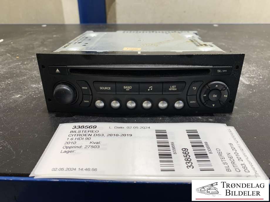Bilstereo til Citroën DS3, 2010-2019  (98 032 839 XT)
