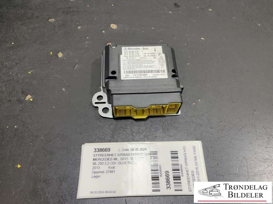 Styreenhet airbag hovedsensor til Mercedes ML, 2011-2015 (Fase 1) (W166) (W166) (A 166 900 17 09)
