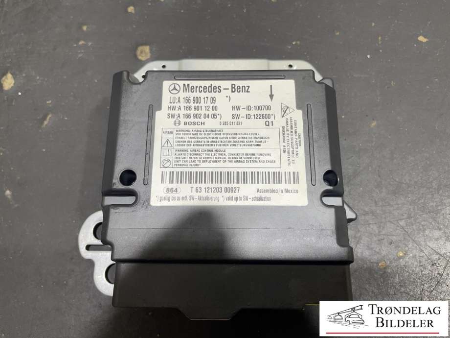 Styreenhet airbag hovedsensor til Mercedes ML 2011-2015 (Fase 1) (W166) (W166) (A 166 900 17 09|A 166 900 13 11|A 166 900 39 03)