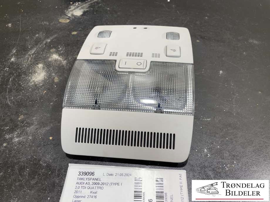 Taklyspanel til Audi A3, 2009-2012 (Type II, Fase 2) (8P0 951 177)